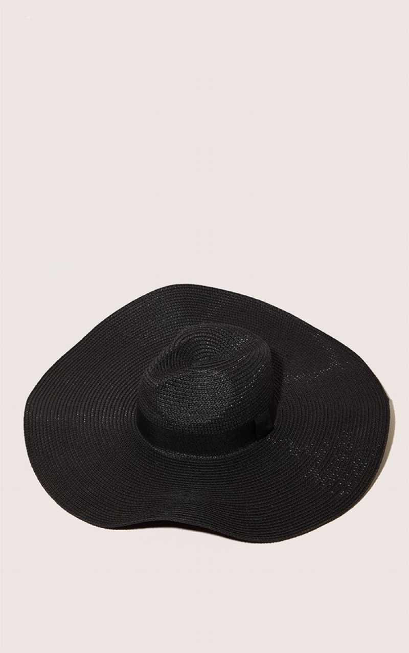 Palarie Pretty Little Thing Largi Band Oversized Fedora Negrii | UJGD41369