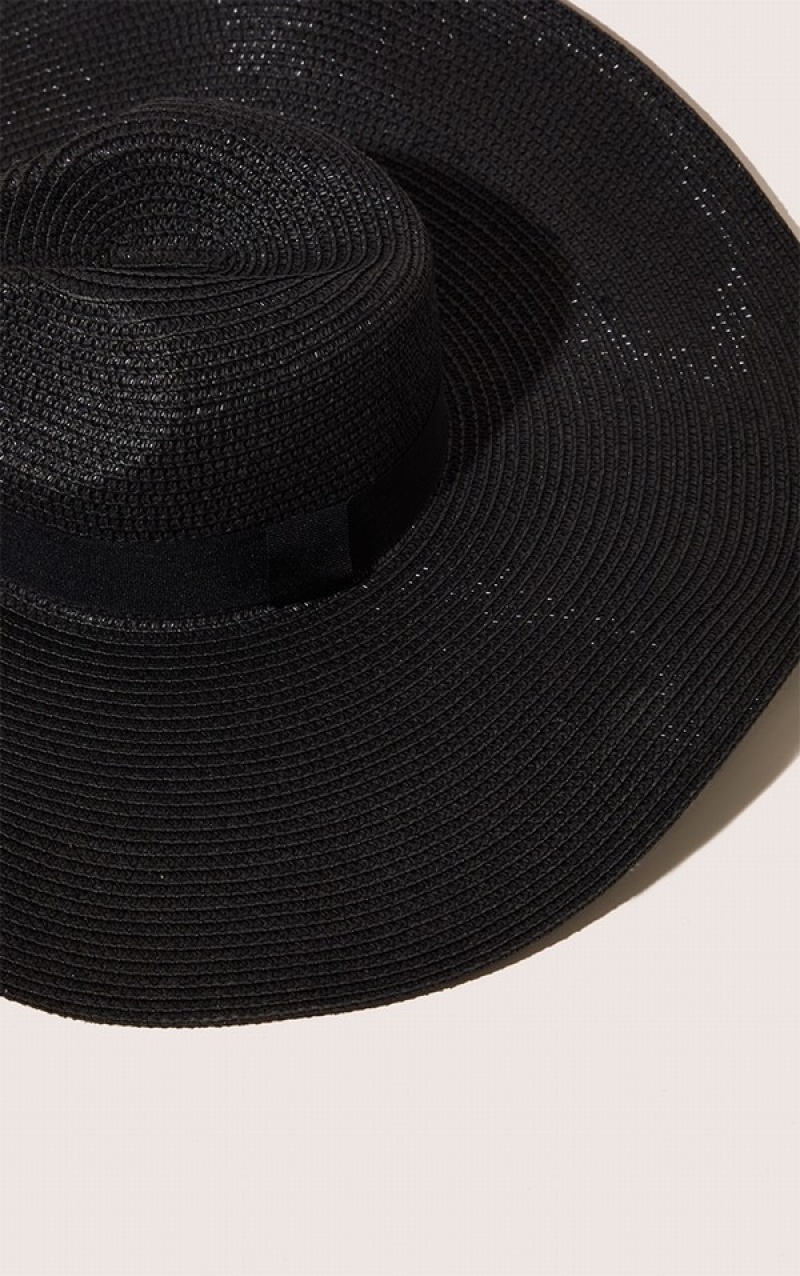 Palarie Pretty Little Thing Largi Band Oversized Fedora Negrii | UJGD41369