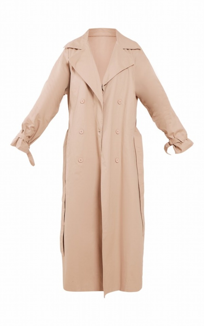 Paltoane Pretty Little Thing Cizme Inalte Camel ed Cuff Detail Trench Maro | RWPV51908