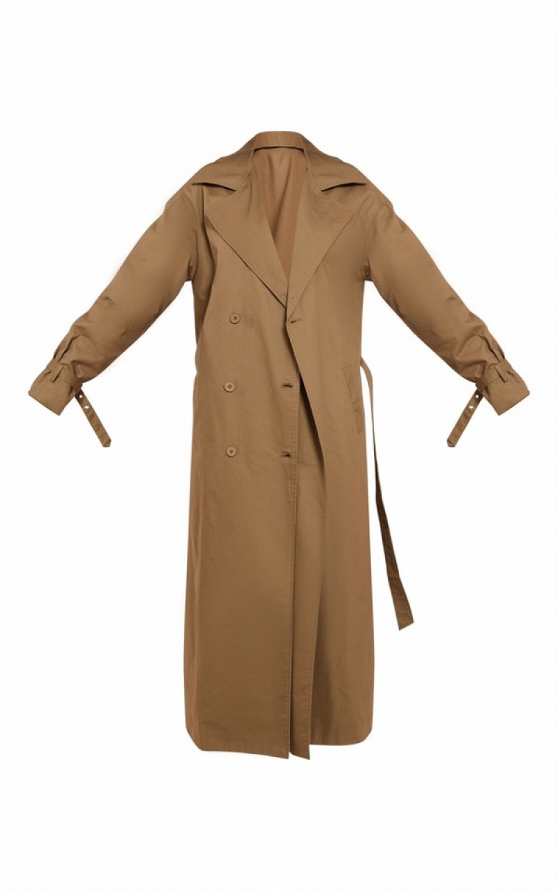 Paltoane Pretty Little Thing Cizme Inalte ed Cuff Detail Trench Kaki | ZNPB64732