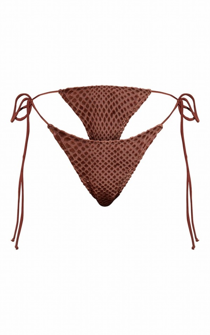 Pantaloni De Bikini Pretty Little Thing Devore Tie Side Maro | UFXL26958