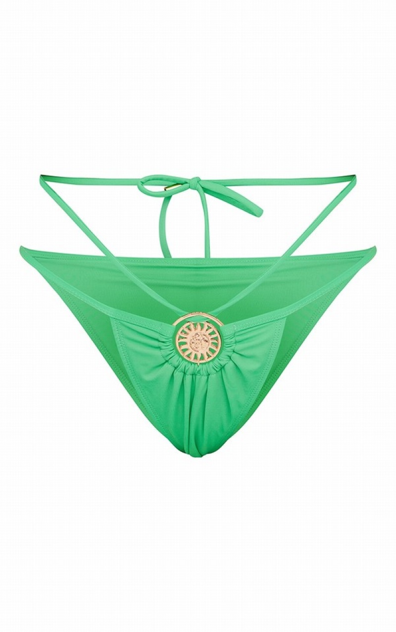 Pantaloni De Bikini Pretty Little Thing Bright Cut Out Double Curea Verzi Deschis | DSZJ60182