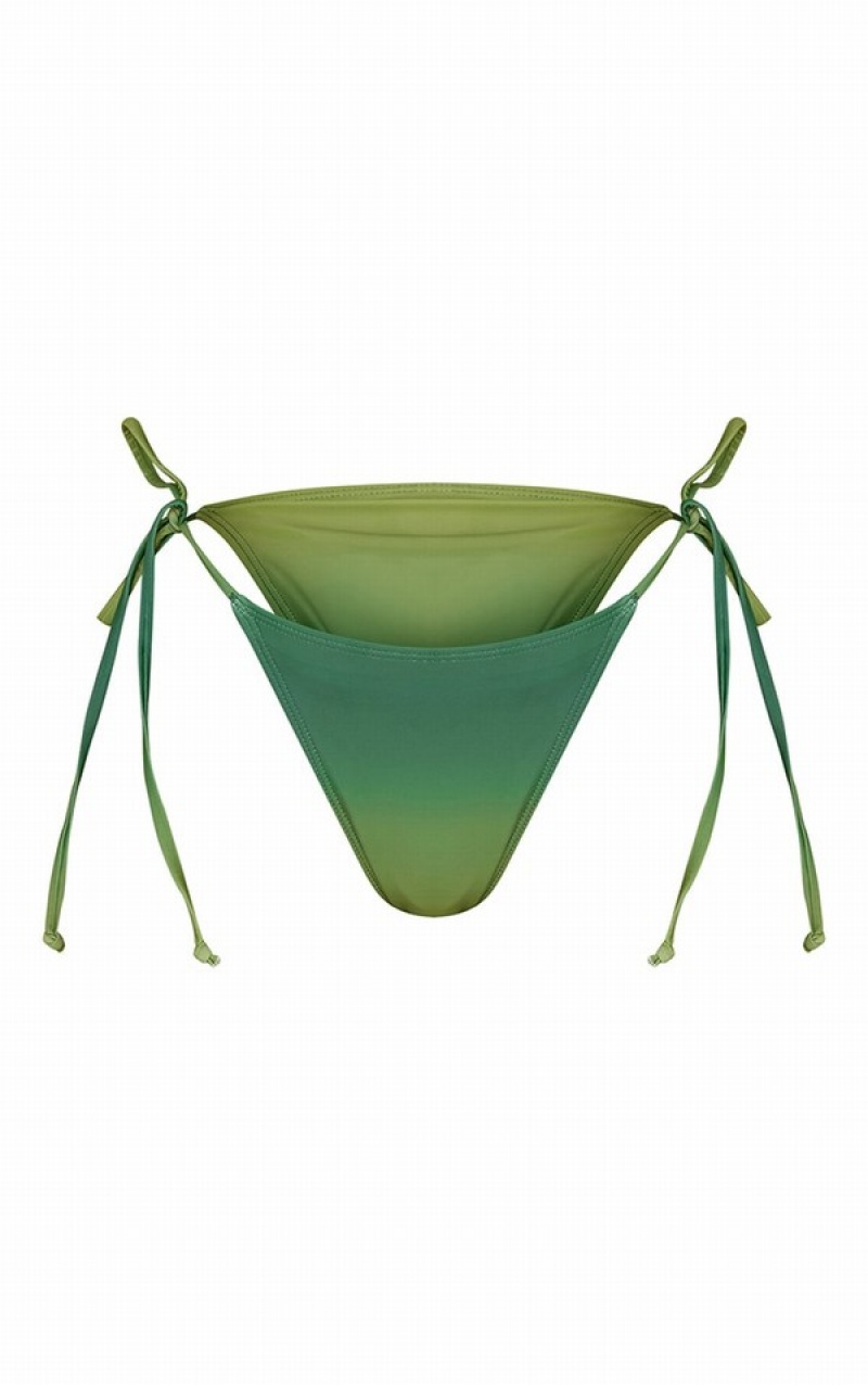 Pantaloni De Bikini Pretty Little Thing Ombre Tie Side Verzi Inchis | UVIL60972