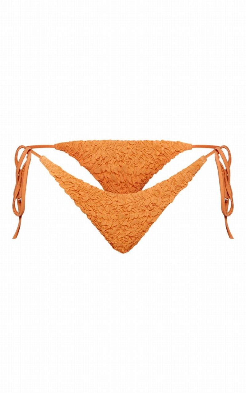 Pantaloni De Bikini Pretty Little Thing TextuTie Side Portocalii | BRLW76439