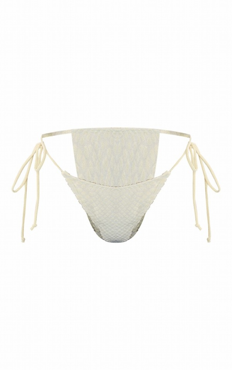 Pantaloni De Bikini Pretty Little Thing Devore Tie Side Albi | YECU30579
