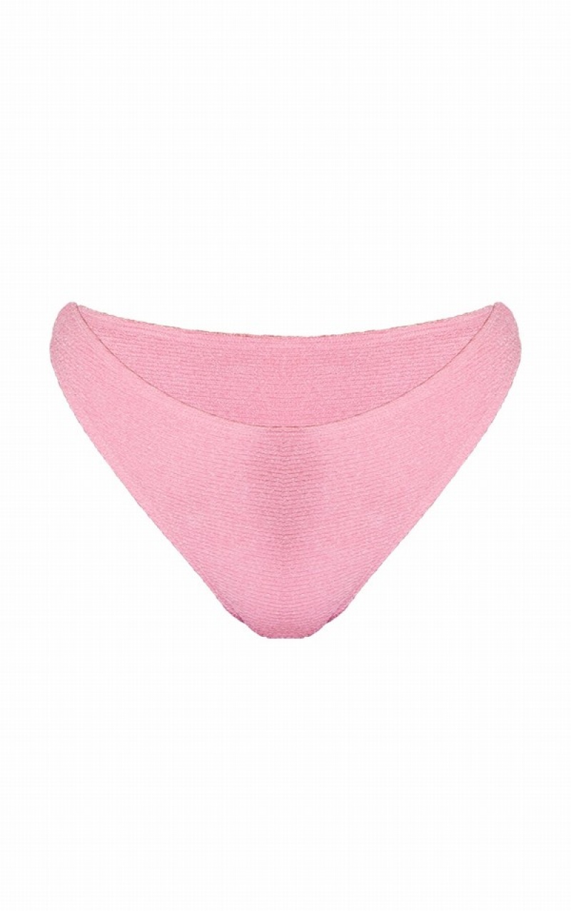 Pantaloni De Bikini Pretty Little Thing Crinkle Cheeky Bum Roz | OPXK05194