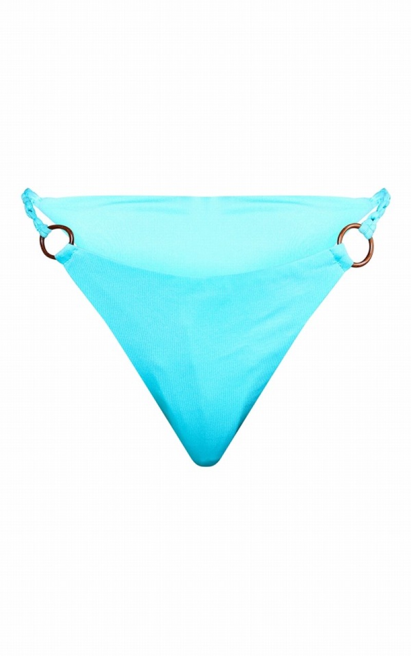 Pantaloni De Bikini Pretty Little Thing O Plaited Curea Tanga Albastri | HKTS29518