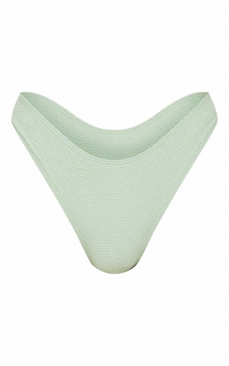 Pantaloni De Bikini Pretty Little Thing Sage Crinkle Cheeky Bum Masline Verzi Verzi | RADT14685