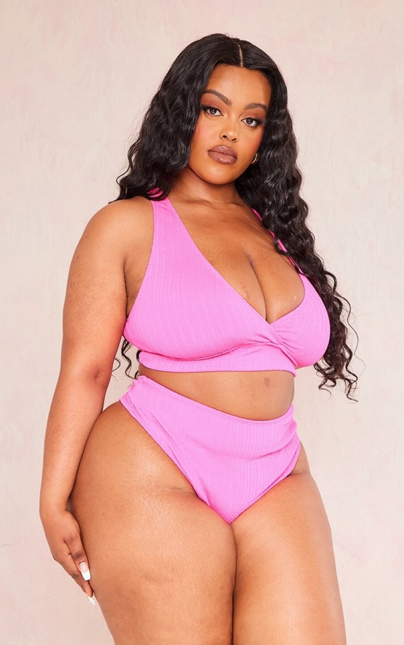 Pantaloni De Bikini Pretty Little Thing Plus Hot TextuHigh Waisted Roz | RKBO63185
