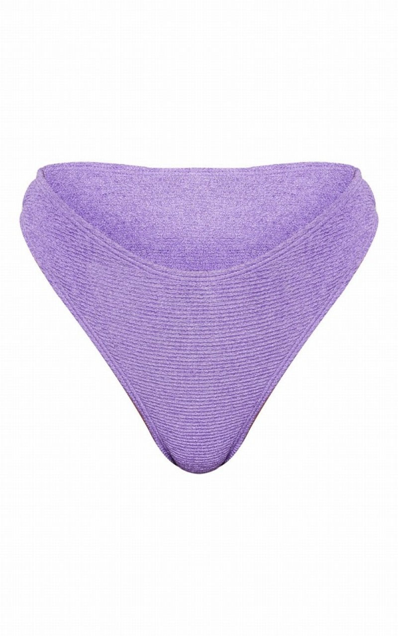 Pantaloni De Bikini Pretty Little Thing Crinkle Cheeky Bum Violet | RLBZ58210
