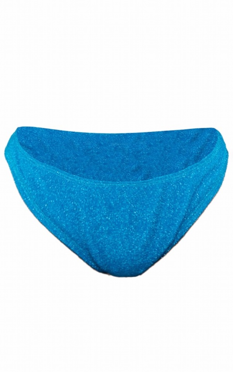 Pantaloni De Bikini Pretty Little Thing Glitter Cheeky Albastri | EIQR47513