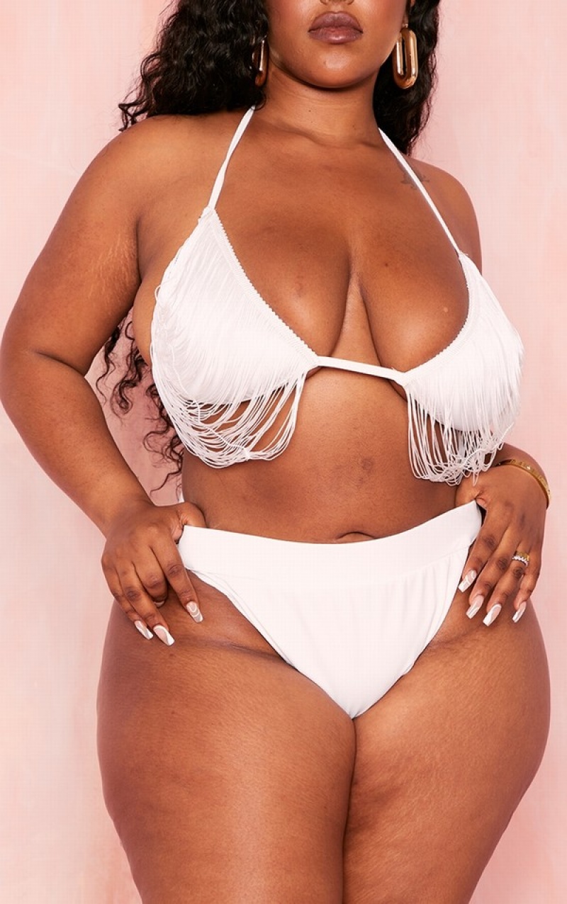 Pantaloni De Bikini Pretty Little Thing Plus High Leg Albi | UCMB47621