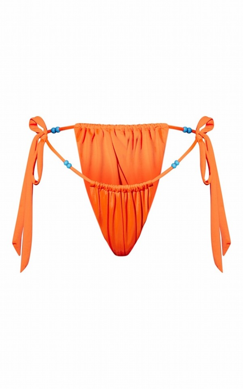 Pantaloni De Bikini Pretty Little Thing Beaded Tie Side Portocalii | DXOA34761