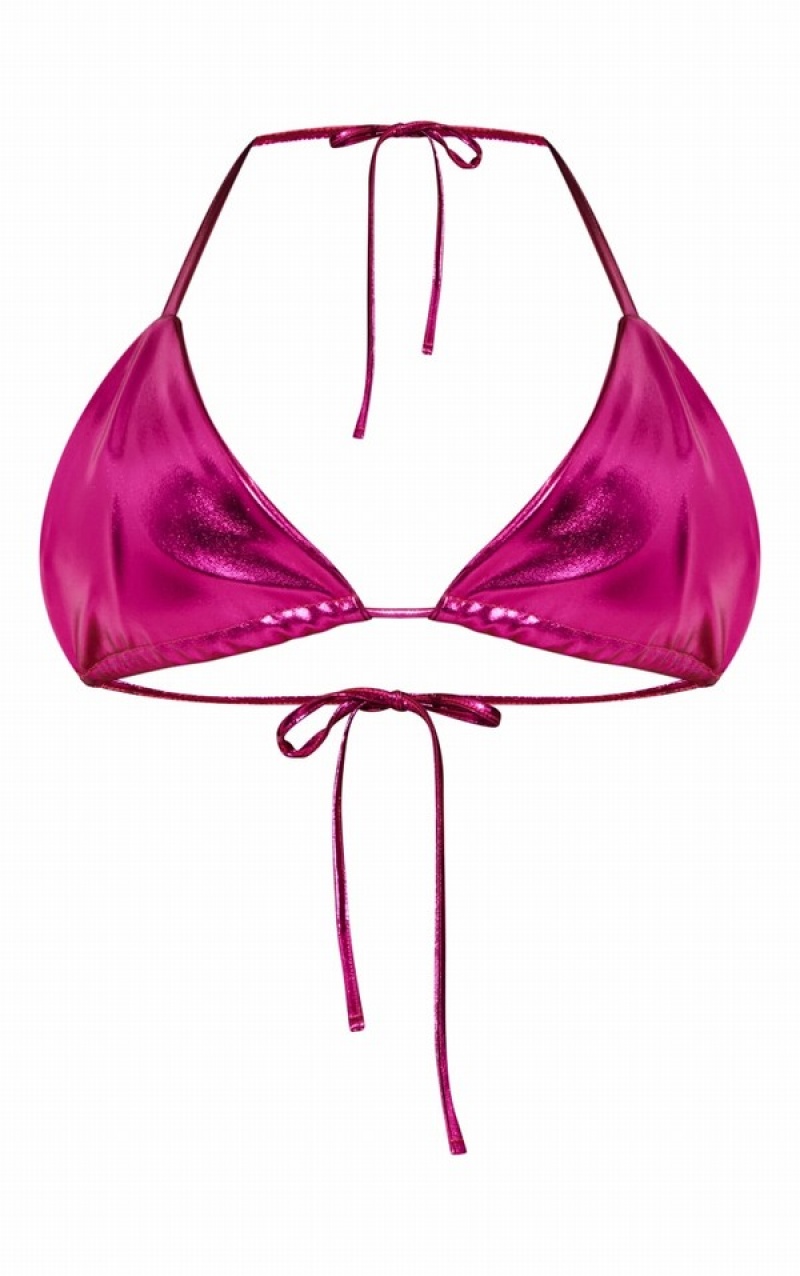 Pantaloni De Bikini Pretty Little Thing Metallic Triangle Roz | WRXZ78241