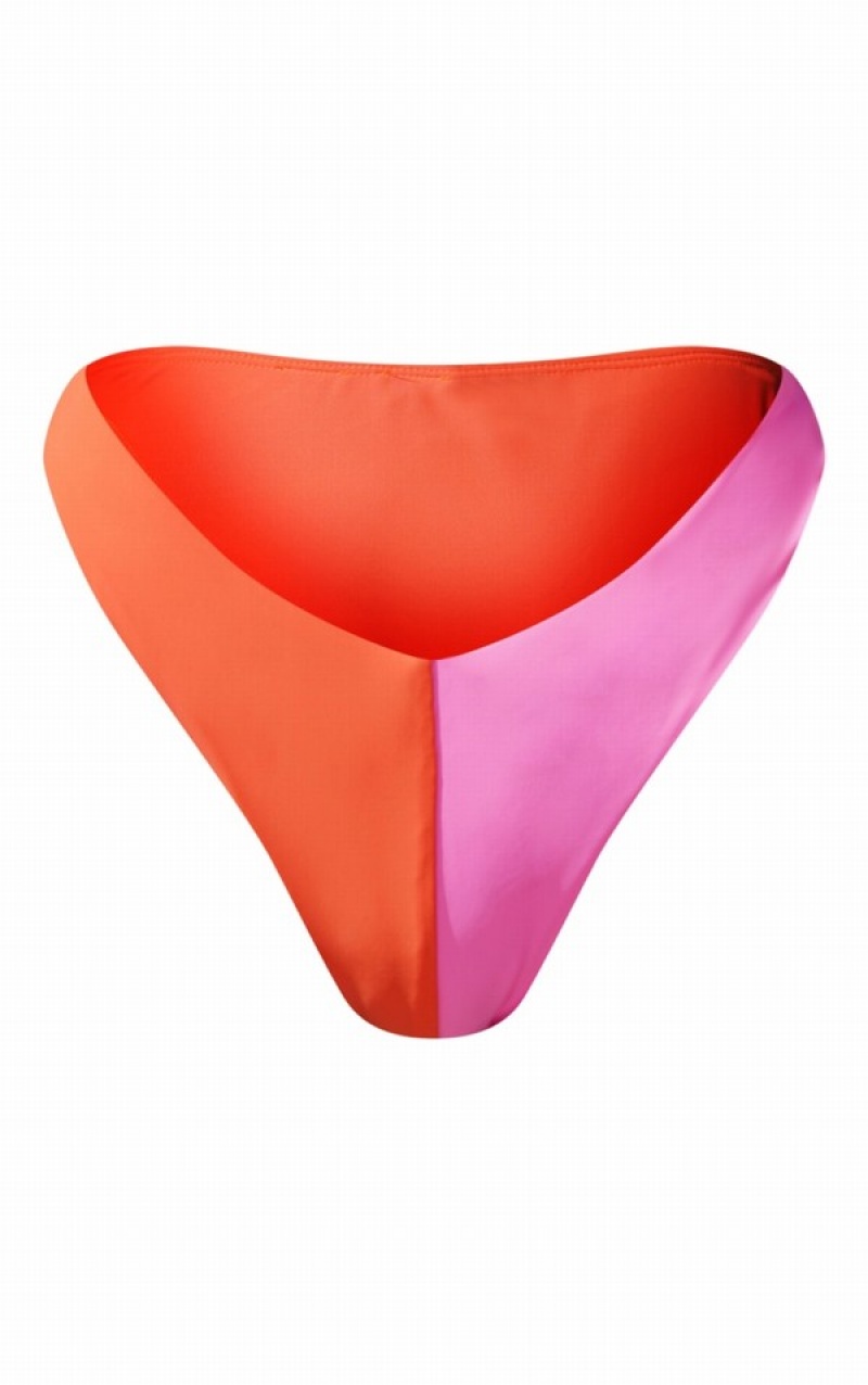 Pantaloni De Bikini Pretty Little Thing And Color Block V Front Roz | IBDC91263