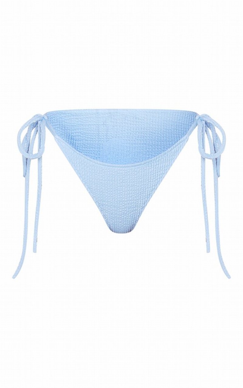 Pantaloni De Bikini Pretty Little Thing Crinkle Tie Side Albastri | MYJV03789