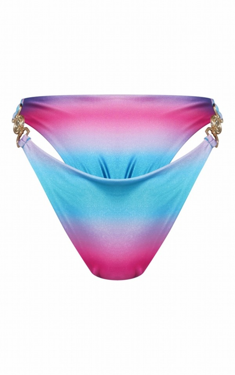 Pantaloni De Bikini Pretty Little Thing Ombre Print Trim Triangle Roz | LXMQ43529