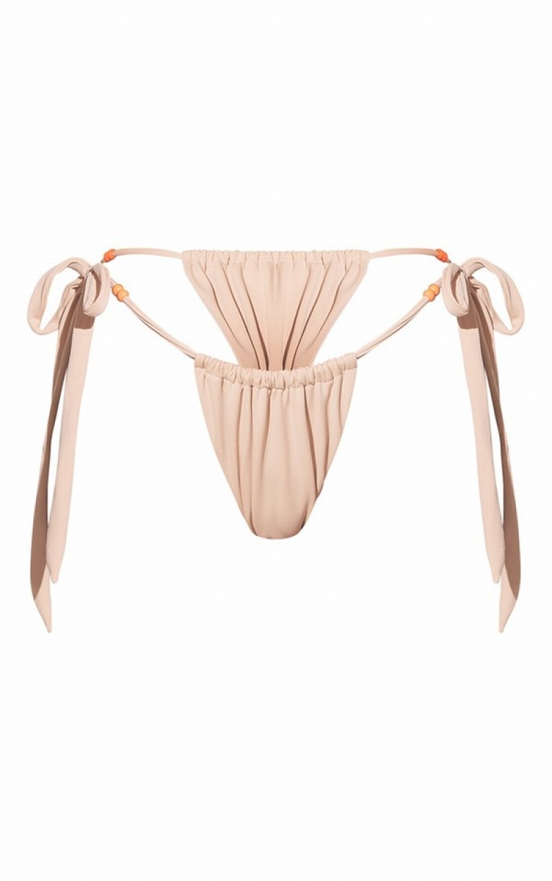 Pantaloni De Bikini Pretty Little Thing Stone Beaded Tie Side Gri | VWSQ14670
