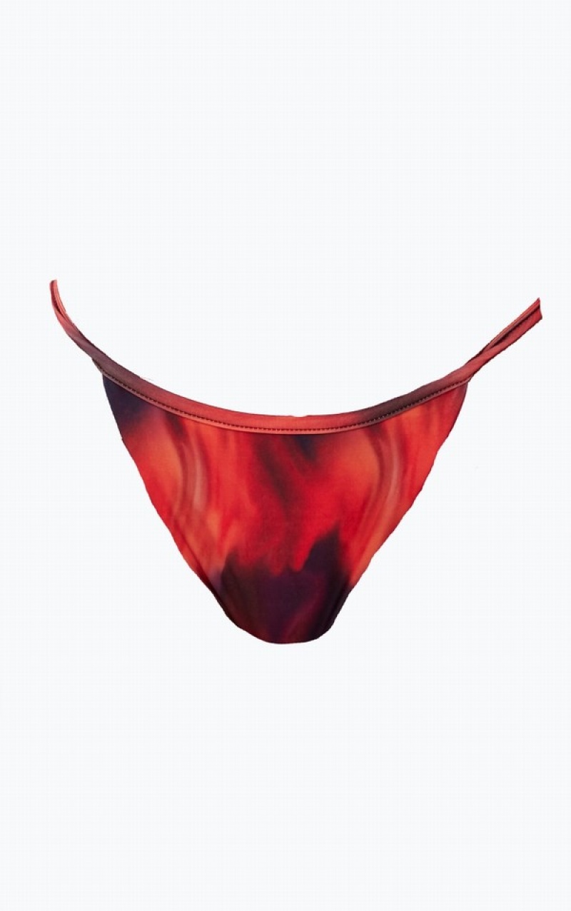 Pantaloni De Bikini Pretty Little Thing Flame Print Rosii | DCYU03216