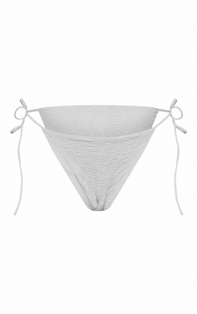 Pantaloni De Bikini Pretty Little Thing TextuV Front Tie Side Albi | JEVL64283