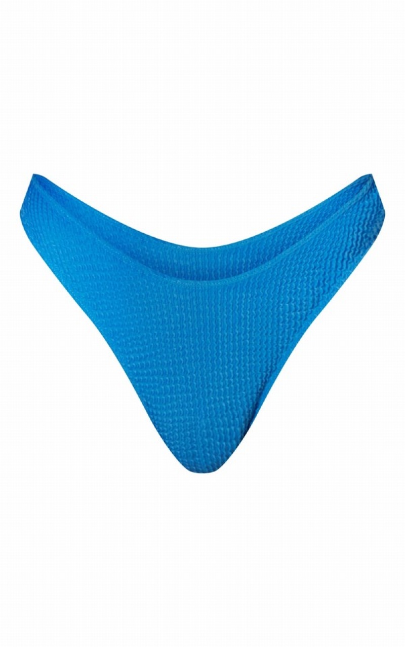 Pantaloni De Bikini Pretty Little Thing Mix Match Crinkle Albastri | DMAI63418
