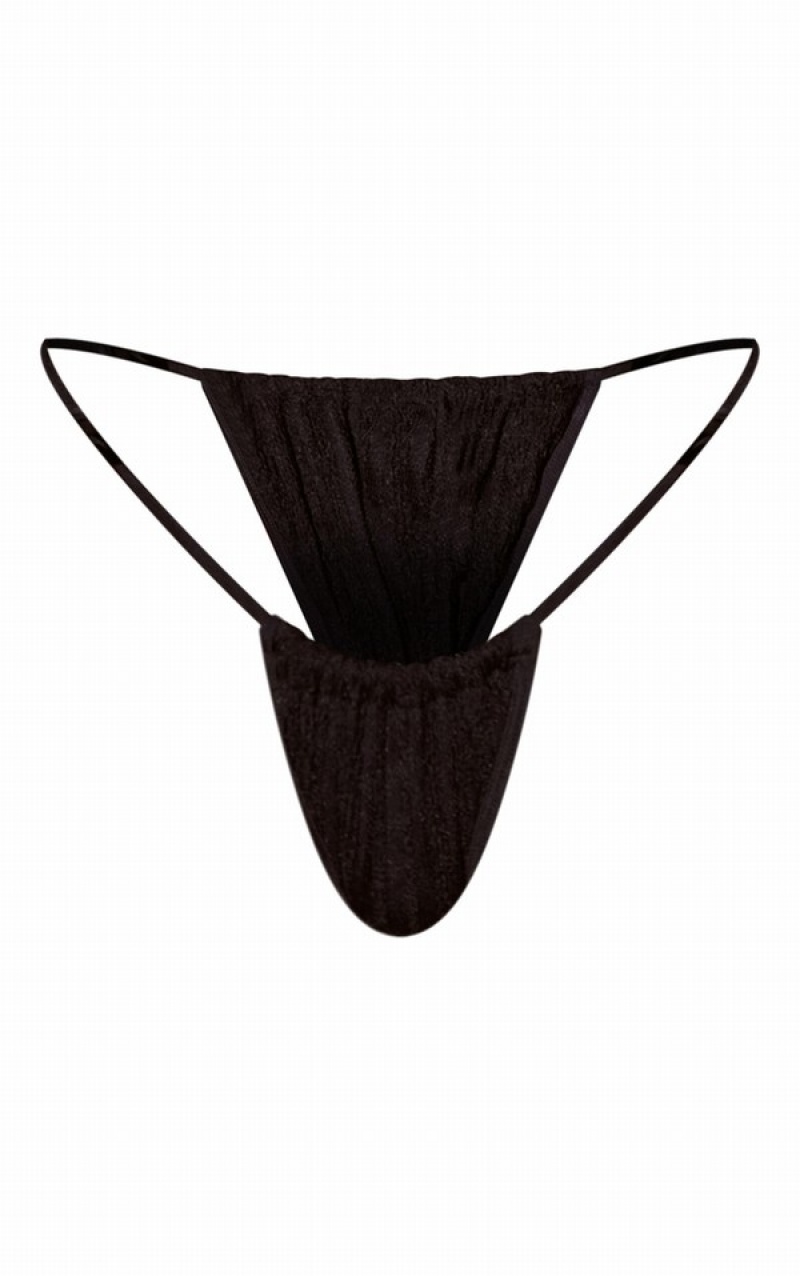 Pantaloni De Bikini Pretty Little Thing Crochet Netted Tie Side Negrii | DLWV06892