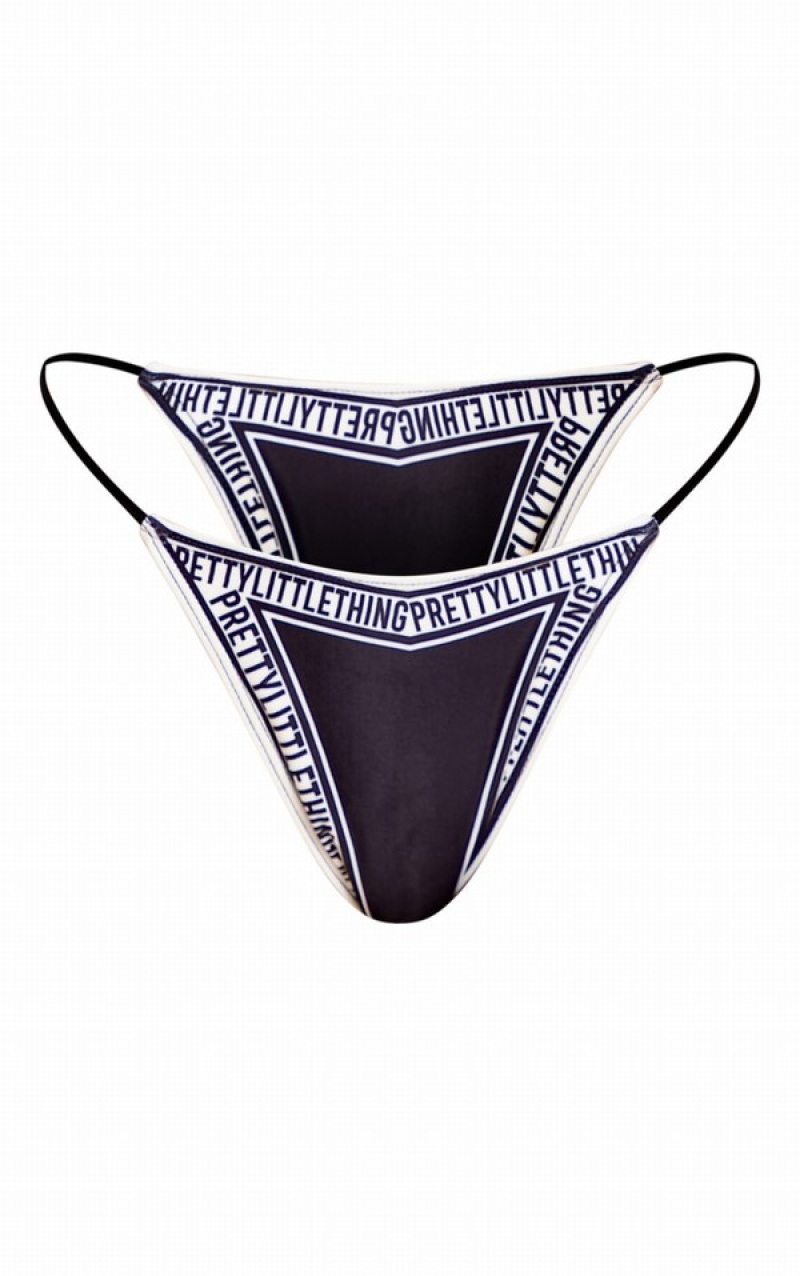 Pantaloni De Bikini Pretty Little Thing Tie Side Negrii | YNEH39605