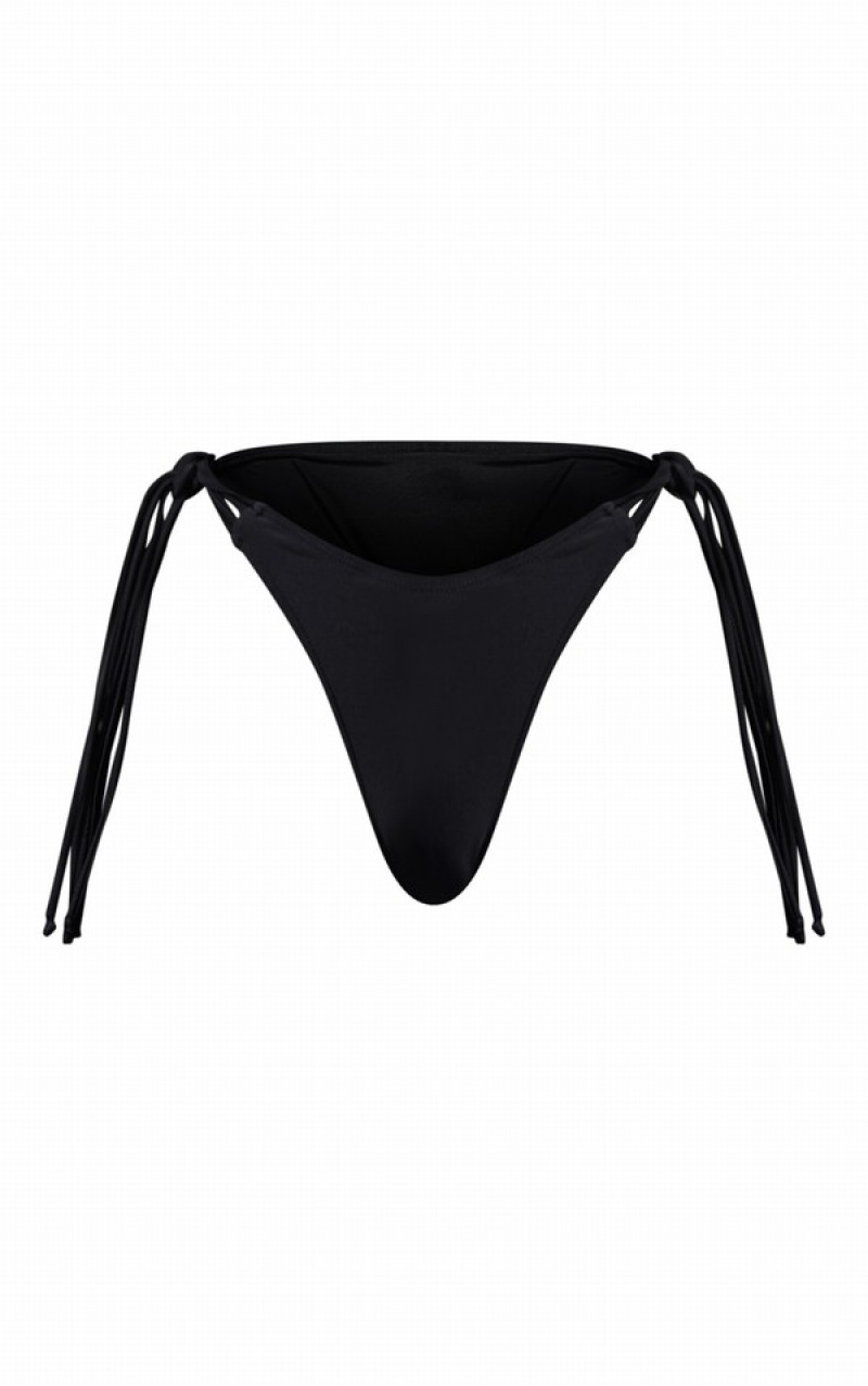 Pantaloni De Bikini Pretty Little Thing Tassel Knot Side Negrii | TCAW07938