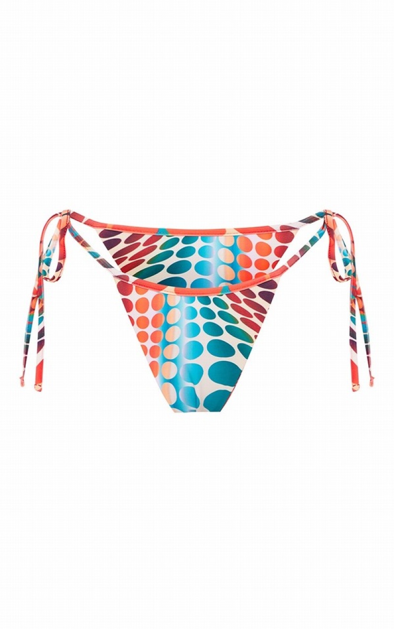 Pantaloni De Bikini Pretty Little Thing Optical Dot Print Tie Side Rosii | QDTR36590