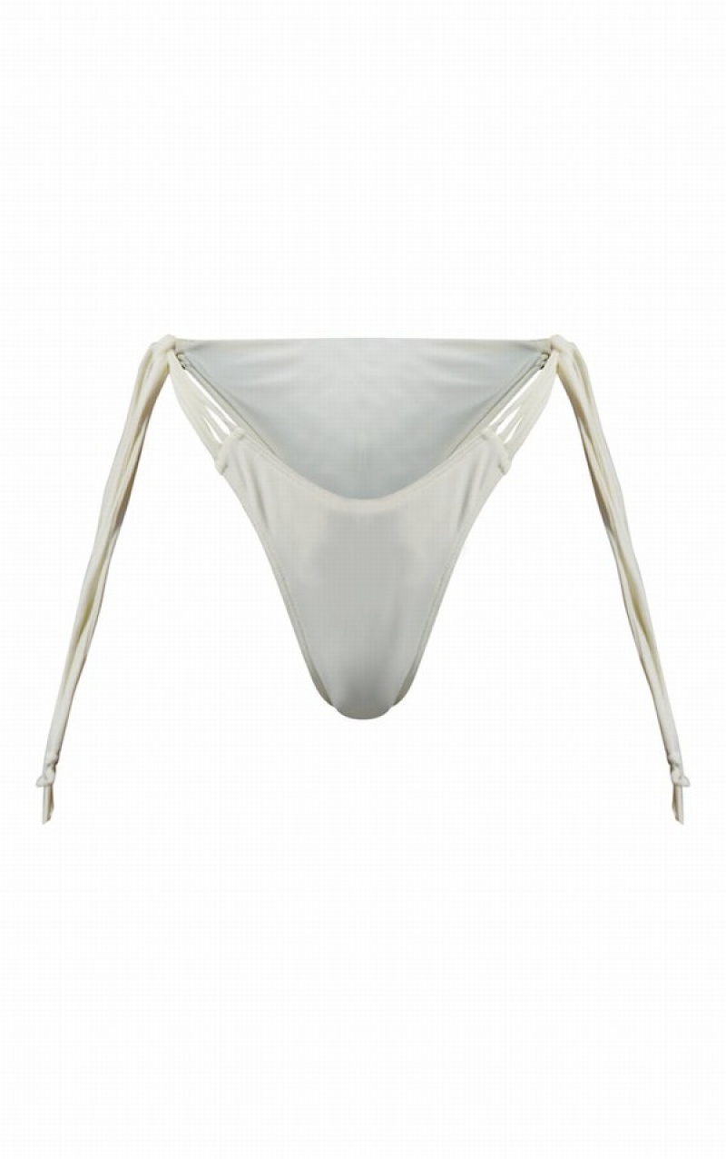 Pantaloni De Bikini Pretty Little Thing Tassel Knot Side Albi | FKHL92583
