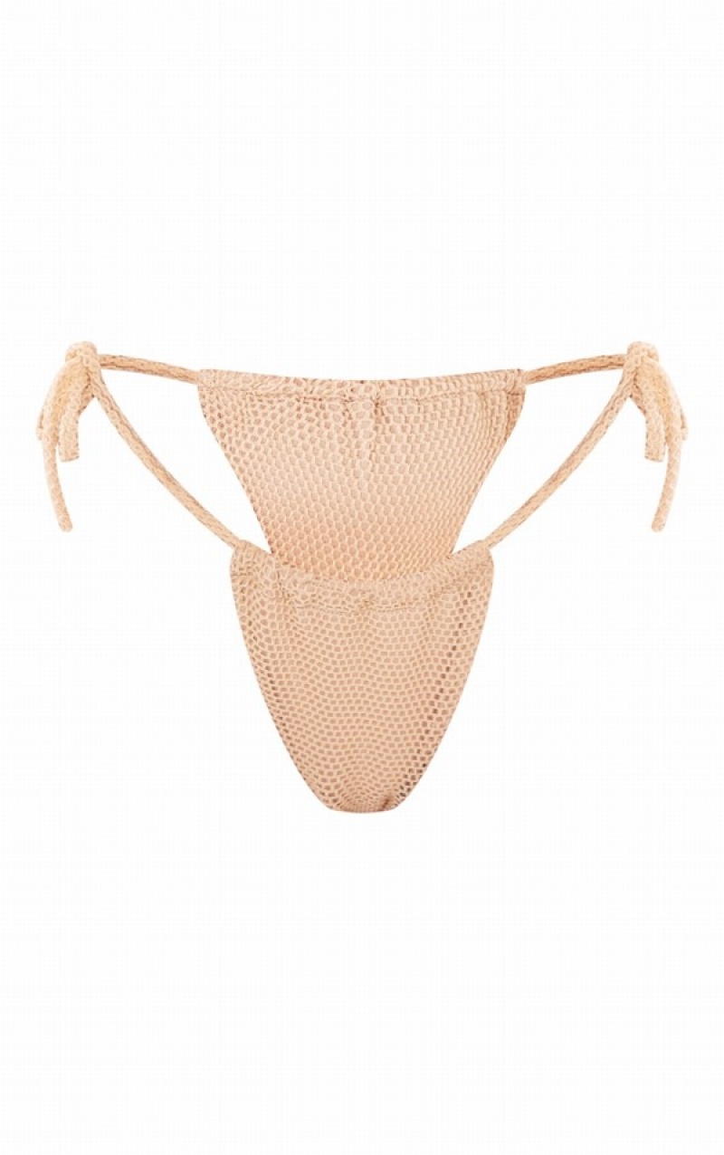 Pantaloni De Bikini Pretty Little Thing Glitter Net Tie Side Aurii | IHYV05134
