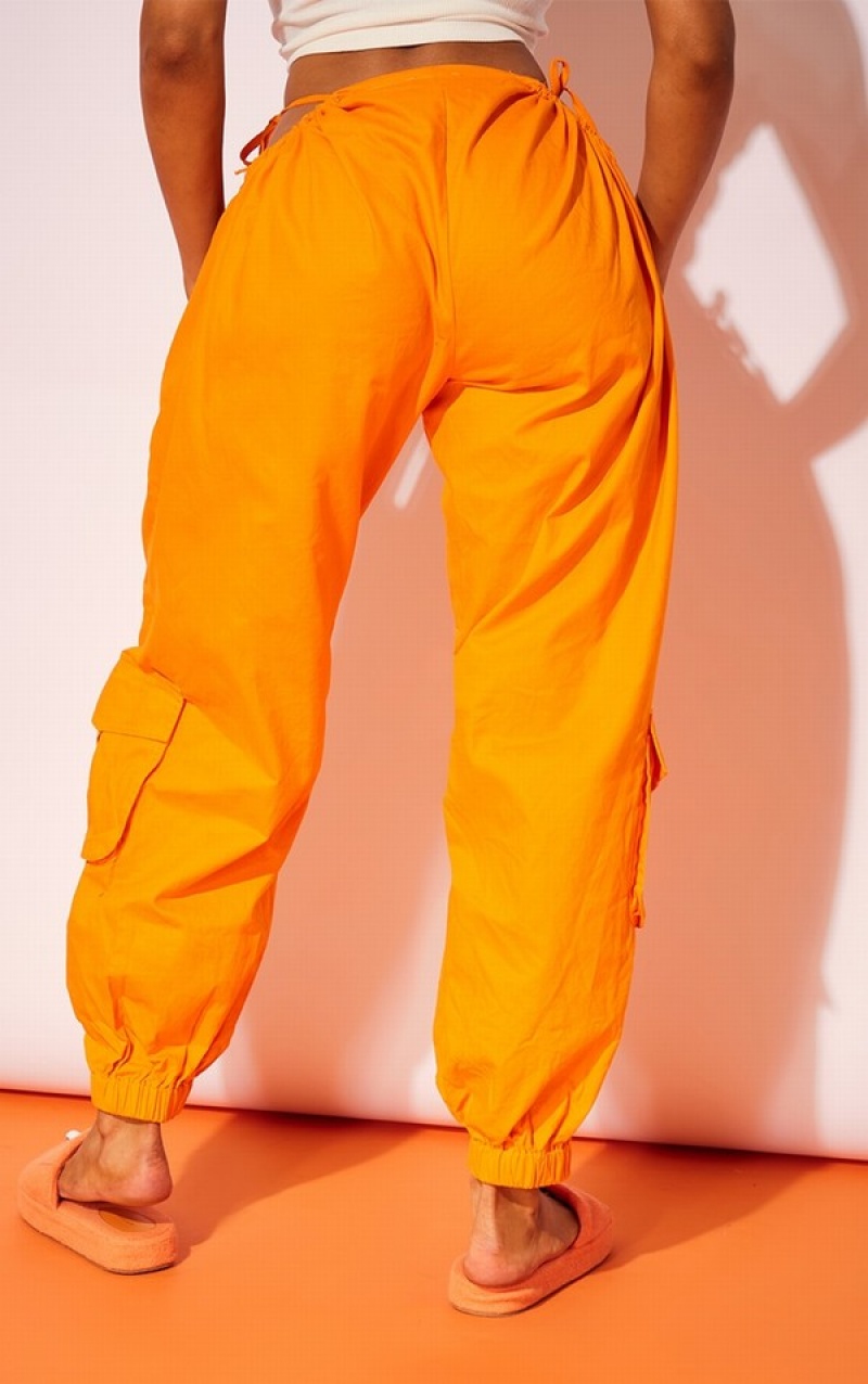 Pantaloni De Trening Pretty Little Thing Bright Woven Cut Out Cargo Portocalii Deschis | SDQZ83697