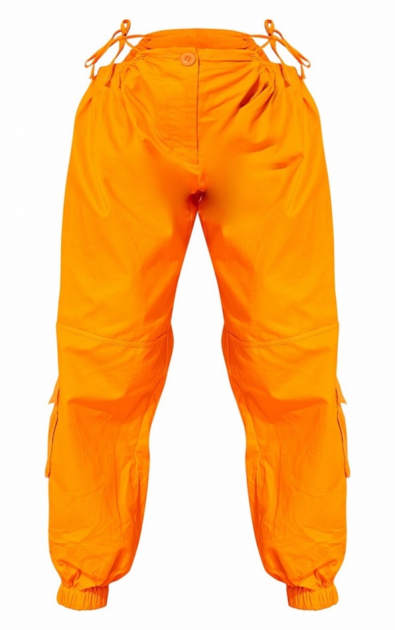 Pantaloni De Trening Pretty Little Thing Bright Woven Cut Out Cargo Portocalii Deschis | SDQZ83697