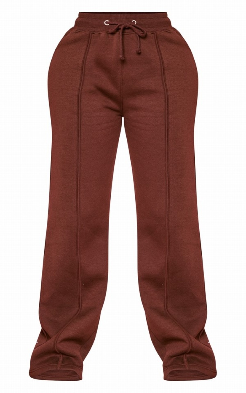 Pantaloni De Trening Pretty Little Thing Shape Binded Largi Leg Ciocolata | TJZV62134
