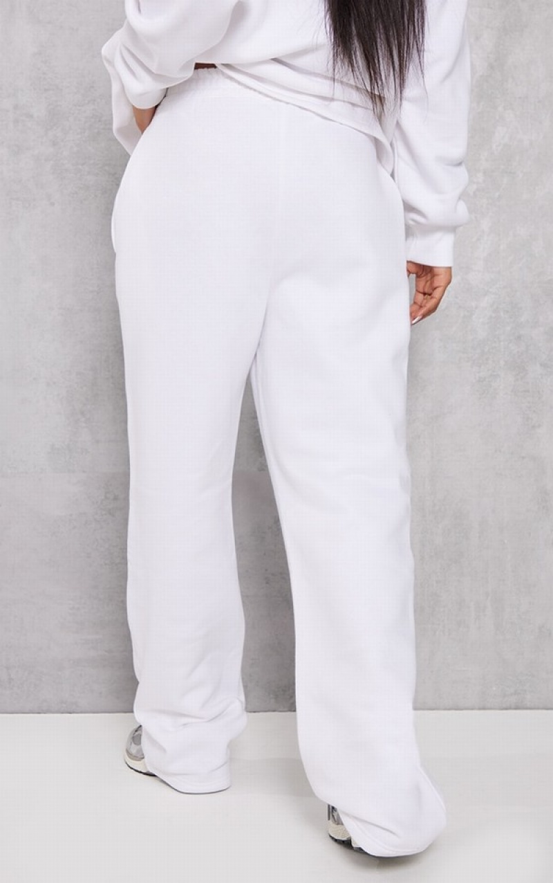 Pantaloni De Trening Pretty Little Thing ShirWaist Seam Front Largi Leg Albi | BZUK40857