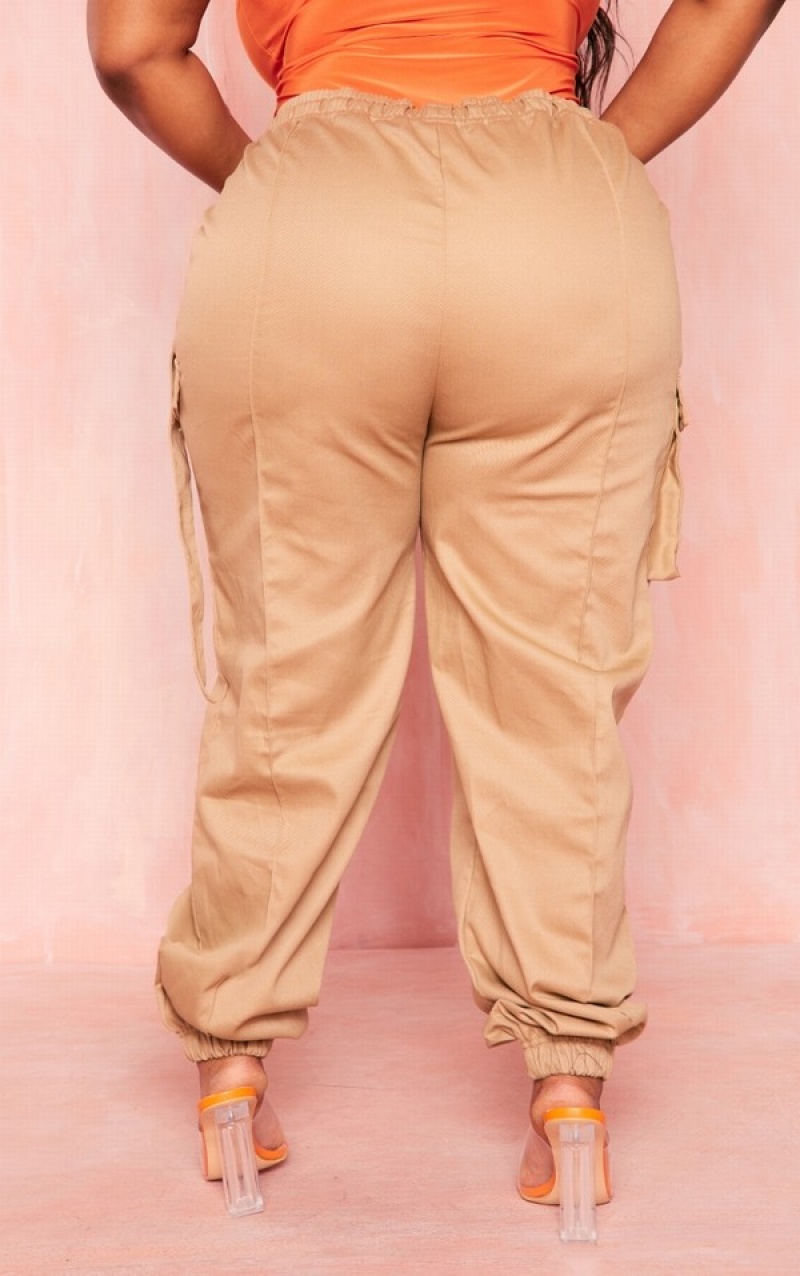 Pantaloni De Trening Pretty Little Thing Plus Stone Cargo Gri | OZUG19865