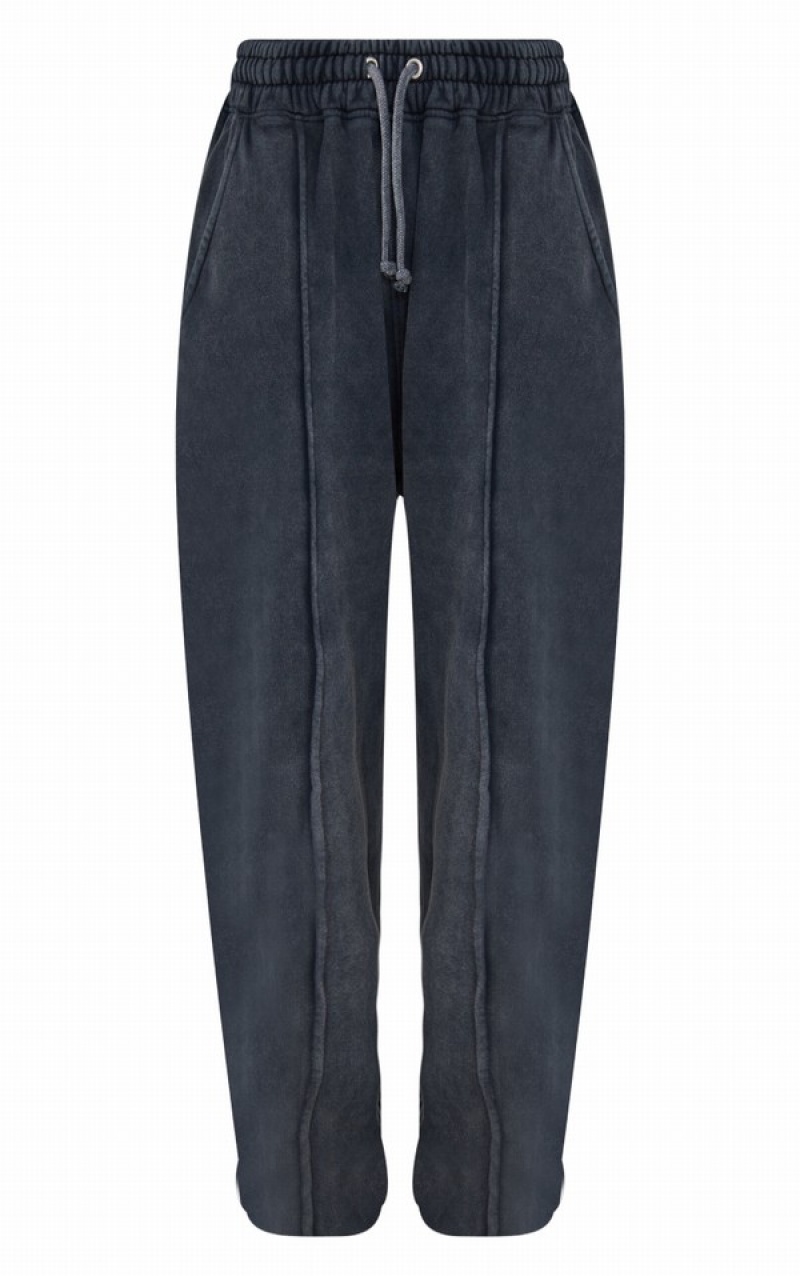 Pantaloni De Trening Pretty Little Thing Charcoal Washed Pintuck Drept Leg Gri | KEZN85146