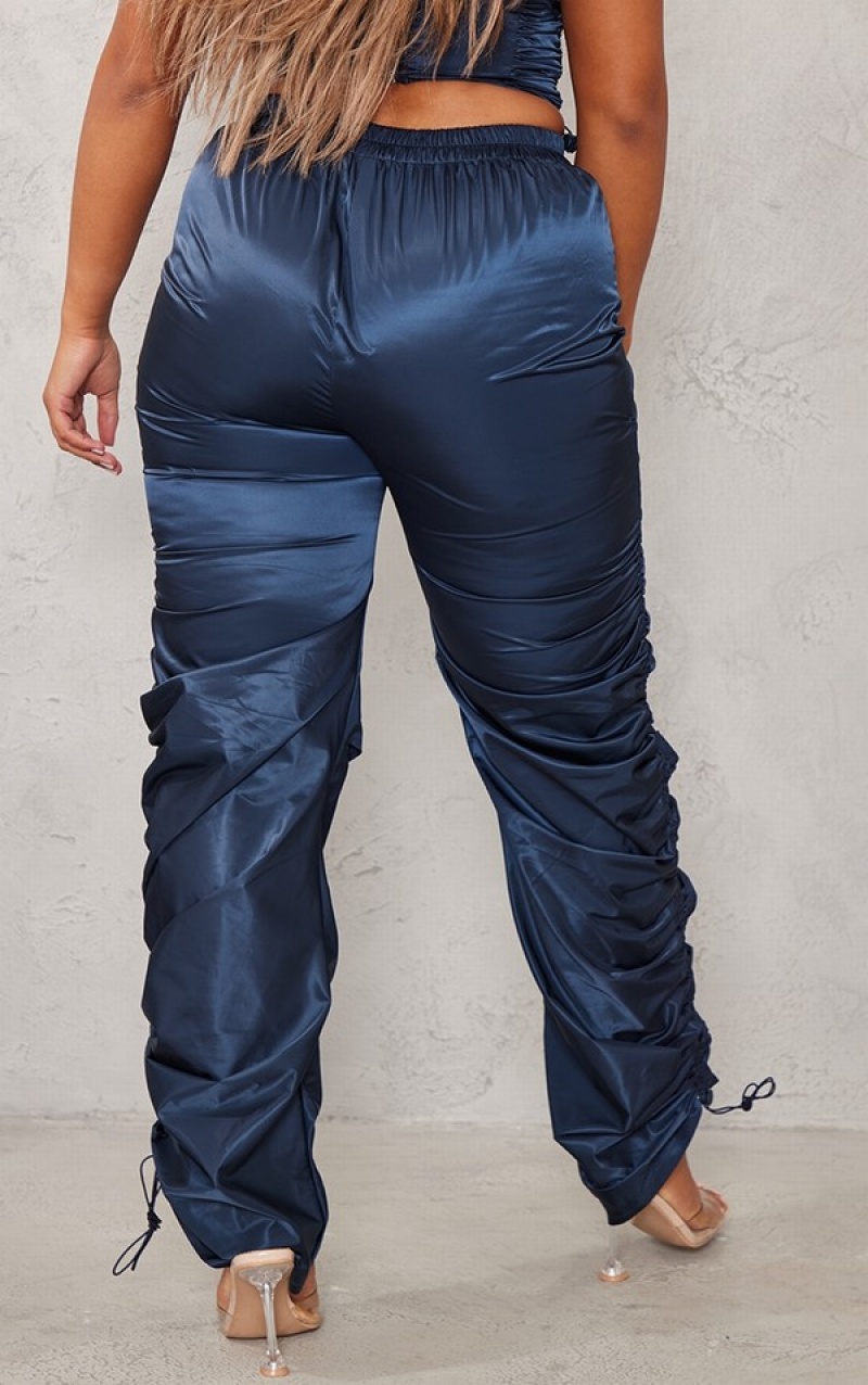Pantaloni De Trening Pretty Little Thing Shape Shell Toggle Ruched Bleumarin | KHDU67149