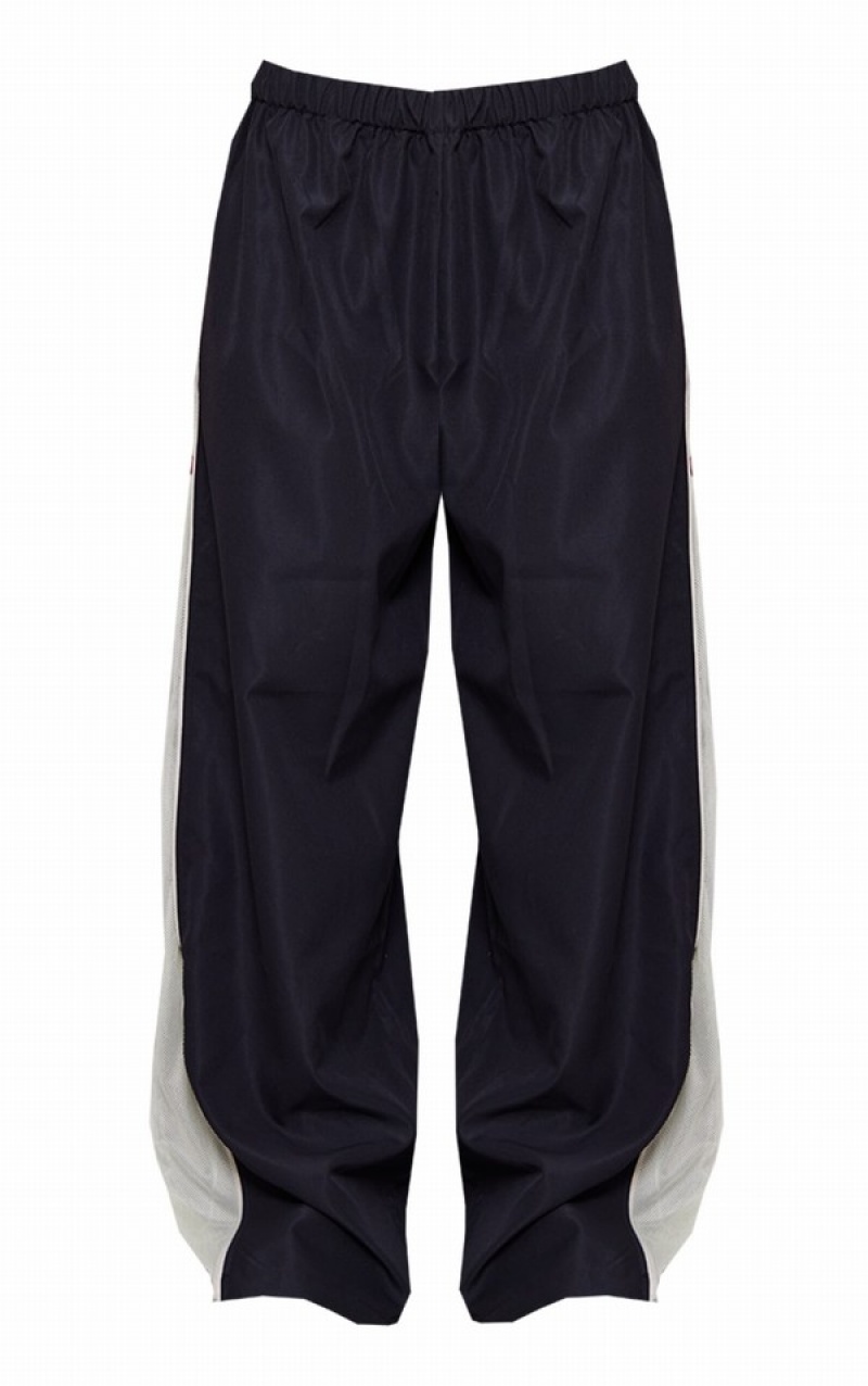 Pantaloni De Trening Pretty Little Thing Drawstring Talie Zip Side Low Rise Track Negrii | GTMK49206