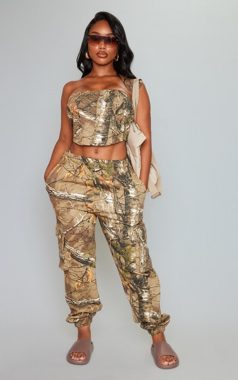 Pantaloni De Trening Pretty Little Thing Shape Forest Oversized Verzi | JGVP09218
