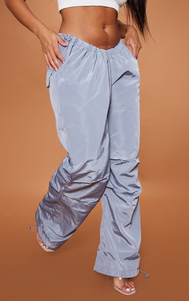 Pantaloni De Trening Pretty Little Thing Shape Charcoal Shell V Waistband Ruched Gri | NOYE37520