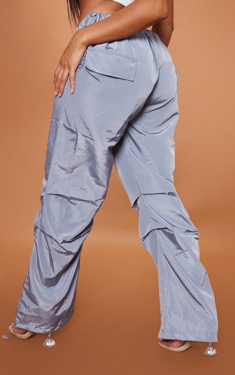 Pantaloni De Trening Pretty Little Thing Shape Charcoal Shell V Waistband Ruched Gri | NOYE37520