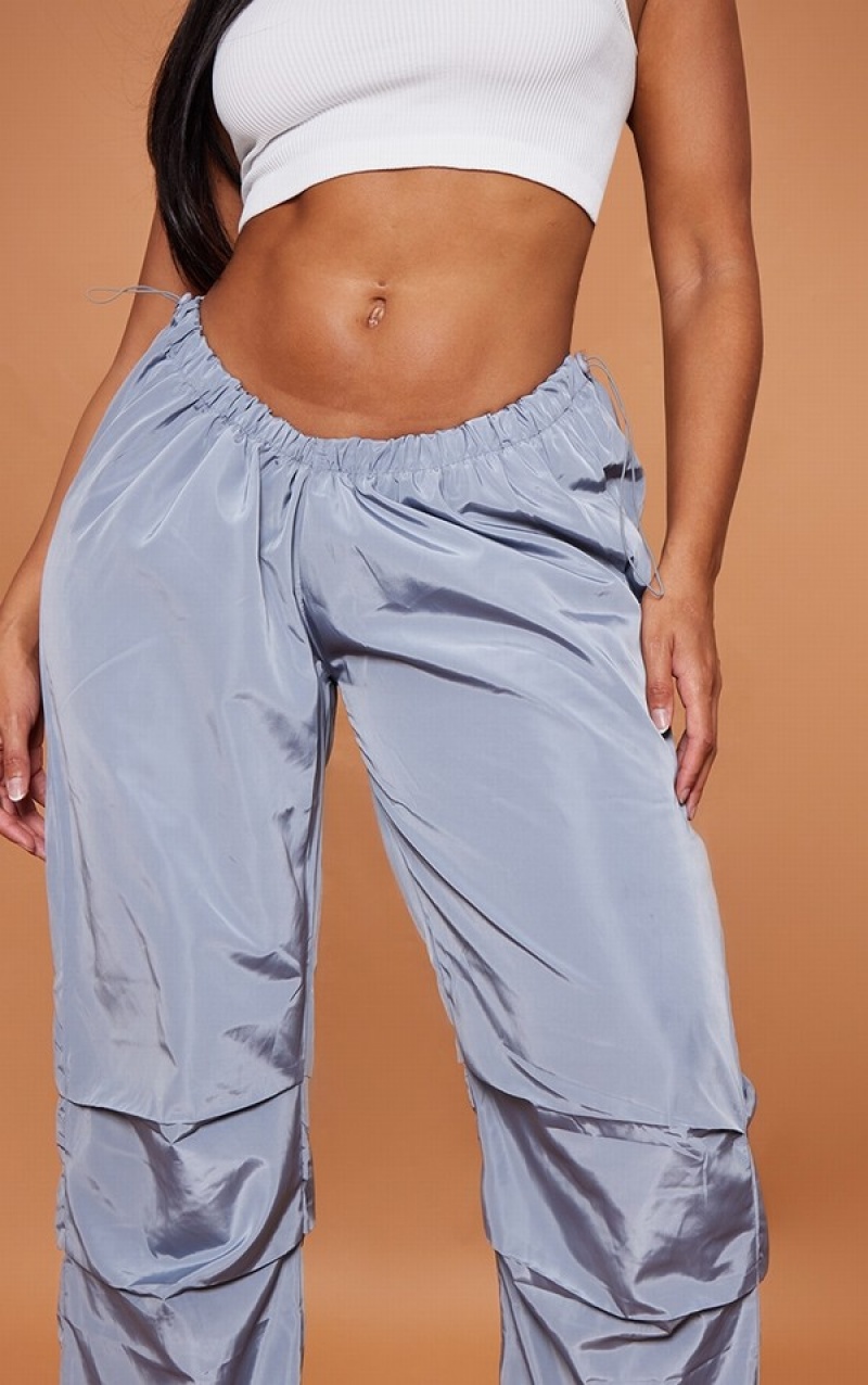 Pantaloni De Trening Pretty Little Thing Shape Charcoal Shell V Waistband Ruched Gri | NOYE37520
