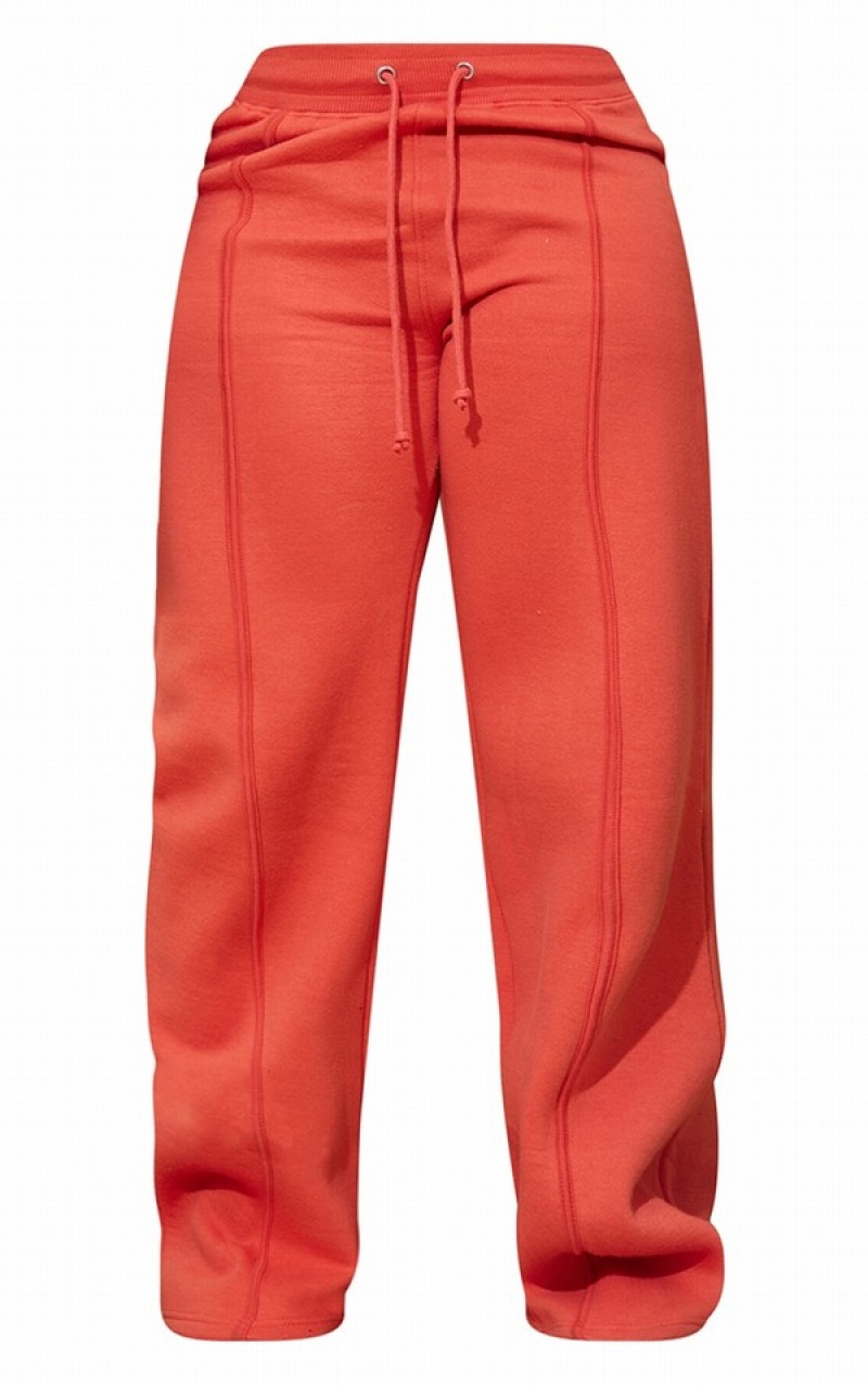 Pantaloni De Trening Pretty Little Thing Shape Deep Peach Binded Largi Leg Corai Inchis | XRDN07489