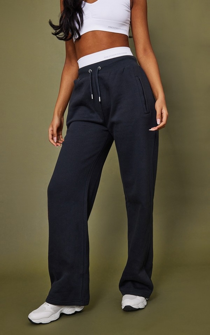 Pantaloni De Trening Pretty Little Thing Cizme Inalte Ink Drept Leg Albastri | XPMT15832