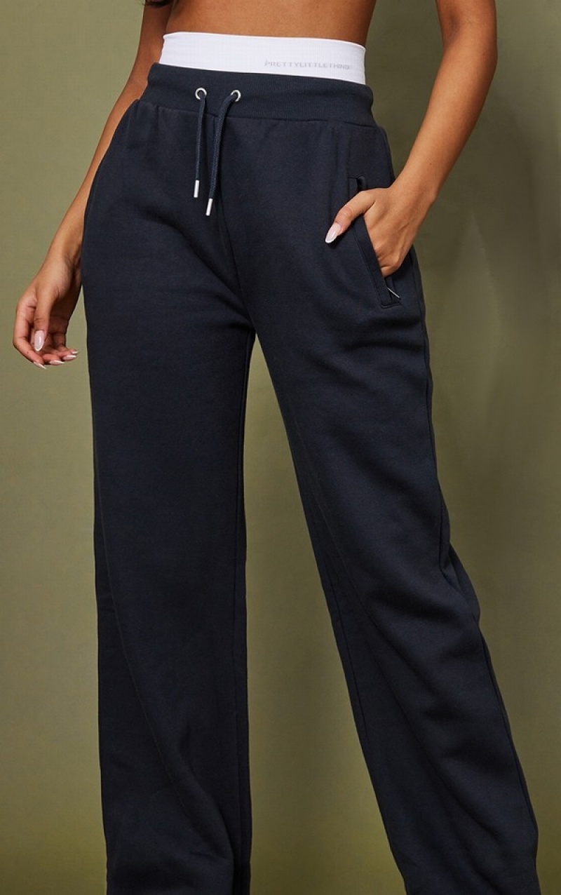 Pantaloni De Trening Pretty Little Thing Cizme Inalte Ink Drept Leg Albastri | XPMT15832