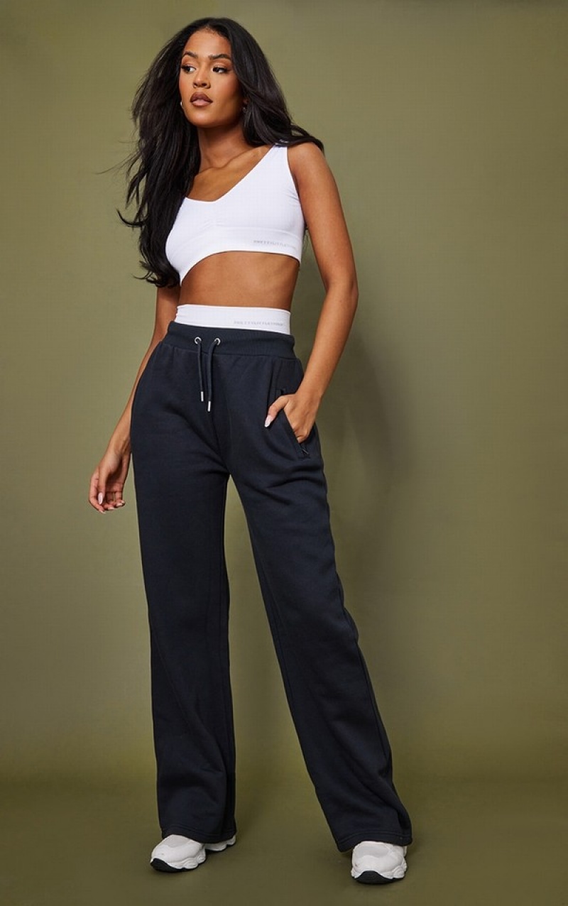 Pantaloni De Trening Pretty Little Thing Cizme Inalte Ink Drept Leg Albastri | XPMT15832