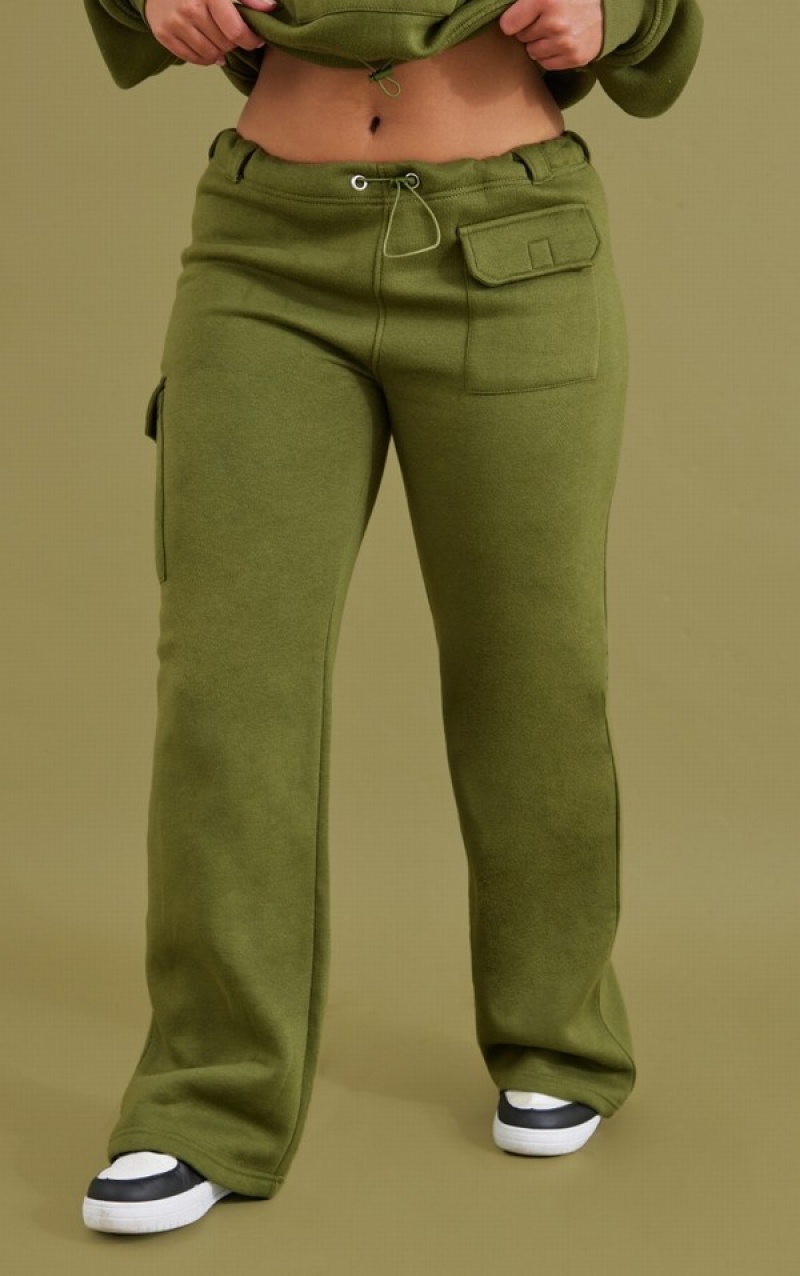 Pantaloni De Trening Pretty Little Thing Shape Toggle Pocket Detail Largi Leg Kaki | YTZA56190