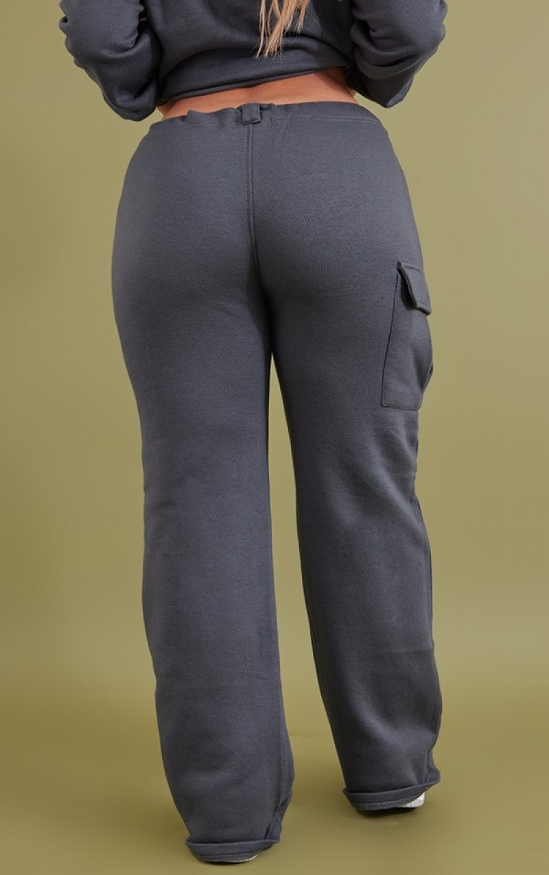 Pantaloni De Trening Pretty Little Thing Shape Charcoal Toggle Pocket Detail Largi Leg Gri | USWQ93705