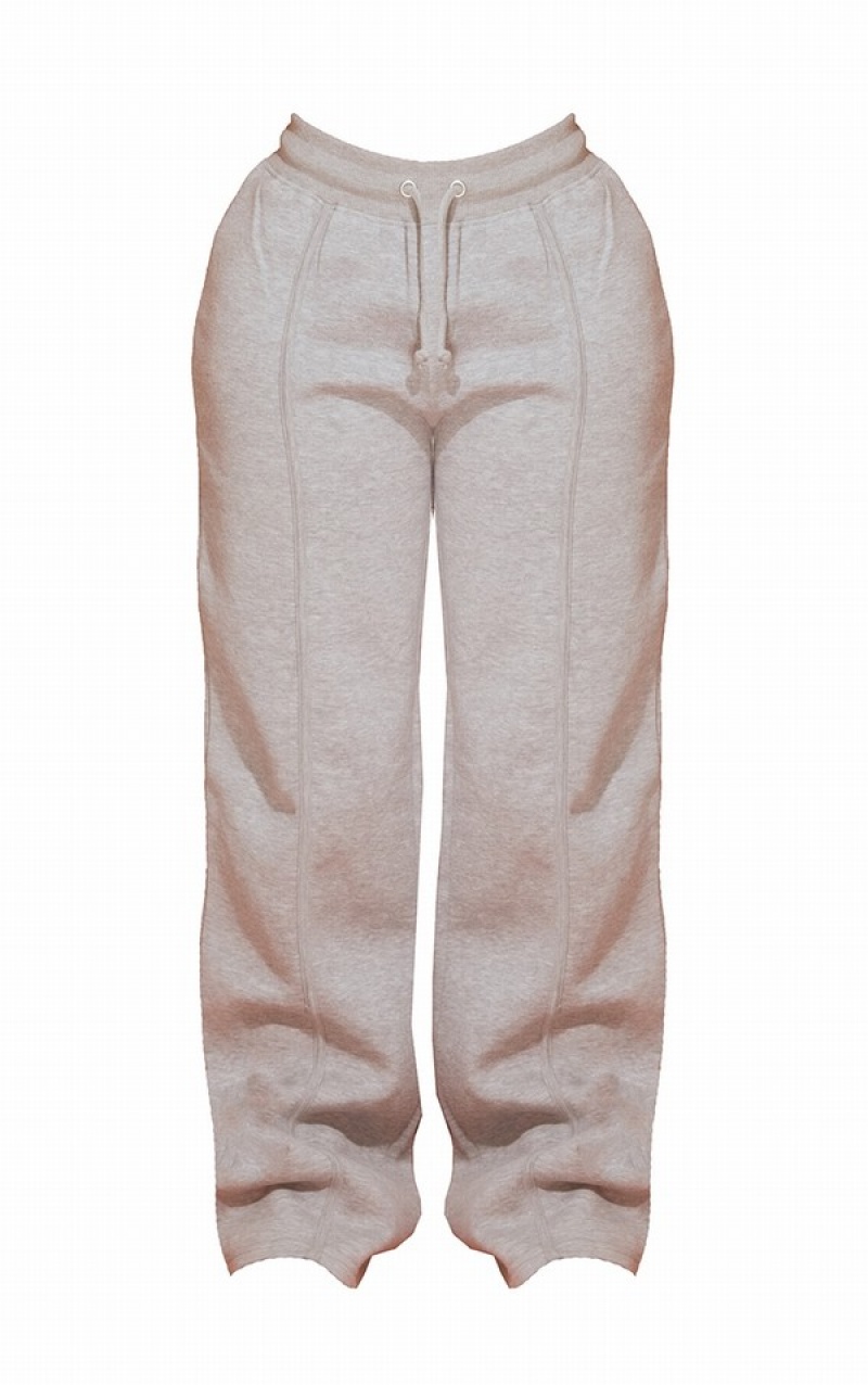 Pantaloni De Trening Pretty Little Thing Shape Marl Binded Largi Leg Gri | SWKU50483